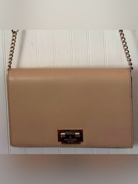Kate Spade Nude Tan Leather Envelope Crossbody Flap Bag GUC